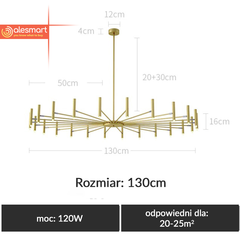 Nowoczesna Lampa Sufitowa Modernism Żyrandol Nordycki 130 cm - obrazek 7