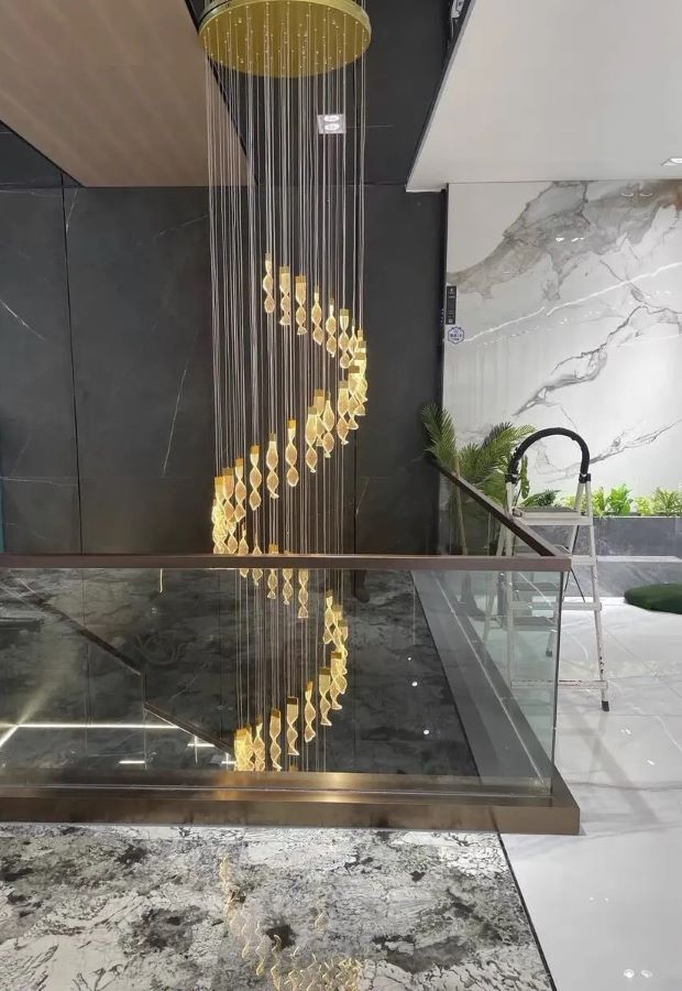 Nowoczesna Lampa Wisząca Precel Żyrandol Złoty LED - obrazek 3