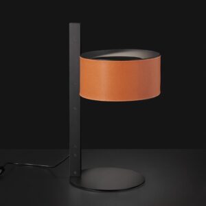 Oluce Parallel 296 lampa stołowa skóra brązowa