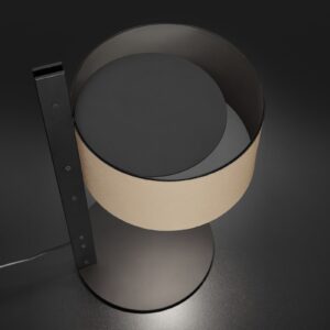 Oluce Parallel 296 lampa stołowa skóra piaskowa