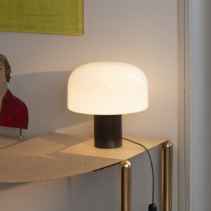 Lampa stołowa FLOS Bellhop Glass T czekoladowy brąz wysokość 34 cm