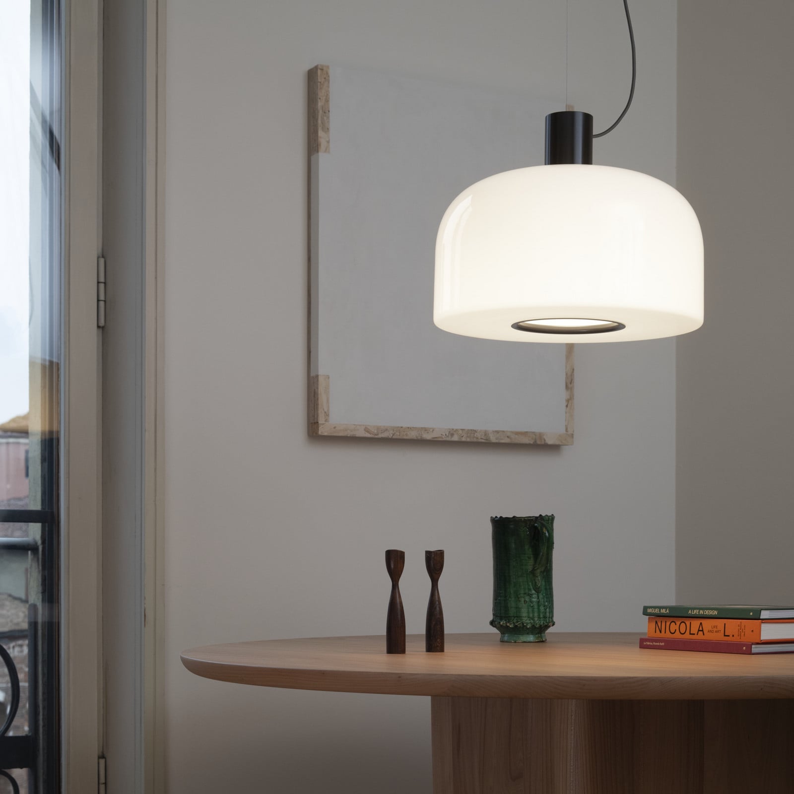 Lampa wisząca FLOS Bellhop Glass S2 czekoladowy brąz Ø 45 cm