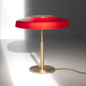 Oluce Lampa stołowa LED Dora złota czerwona metal PMMA