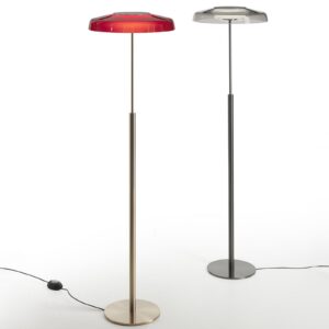 Oluce Lampa stojąca LED Dora złota/czerwona metal PMMA