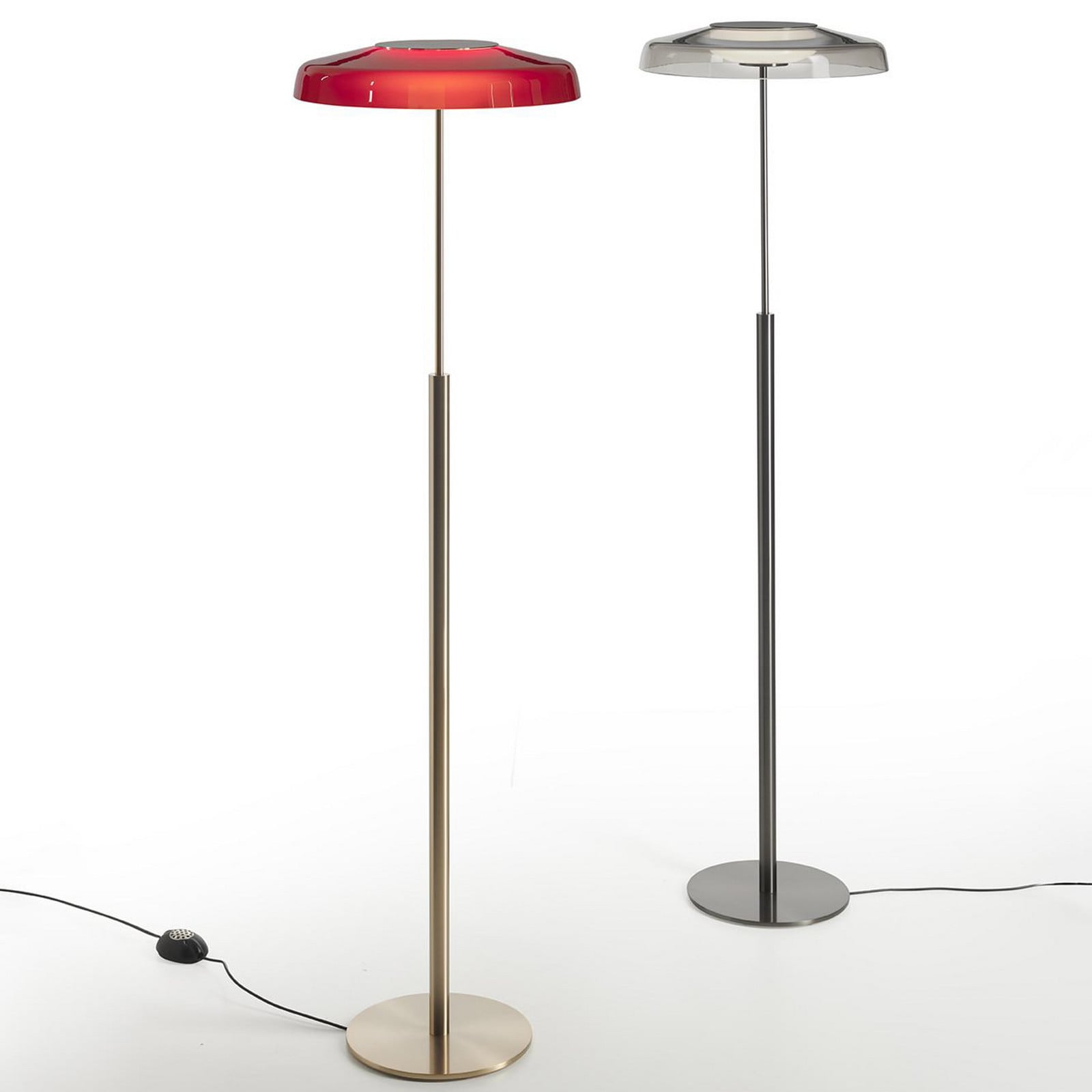 Oluce Lampa stojąca LED Dora złota/czerwona metal PMMA