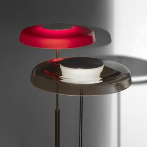 Oluce Lampa stojąca LED Dora nikiel/dymnoszara metal PMMA
