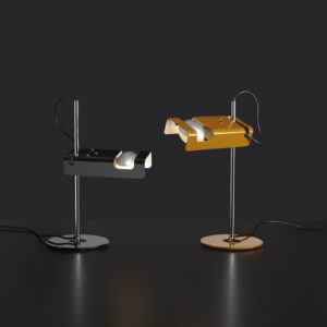 Oluce lampa stołowa Spider musztardowo-żółta/chrom metal aluminium