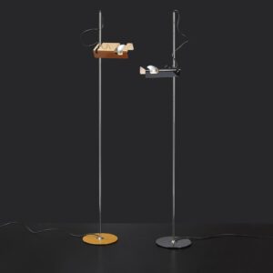 Oluce lampa stojąca Spider musztardowo-żółta/chrom metal aluminium