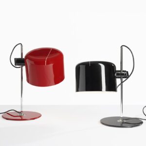 Oluce lampa stołowa Coupé czerwona/chom metal wysokość 45 cm E27