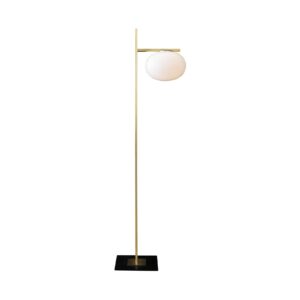Oluce Lampa stojąca Alba brązowa biała 1-punktowa szkło metal