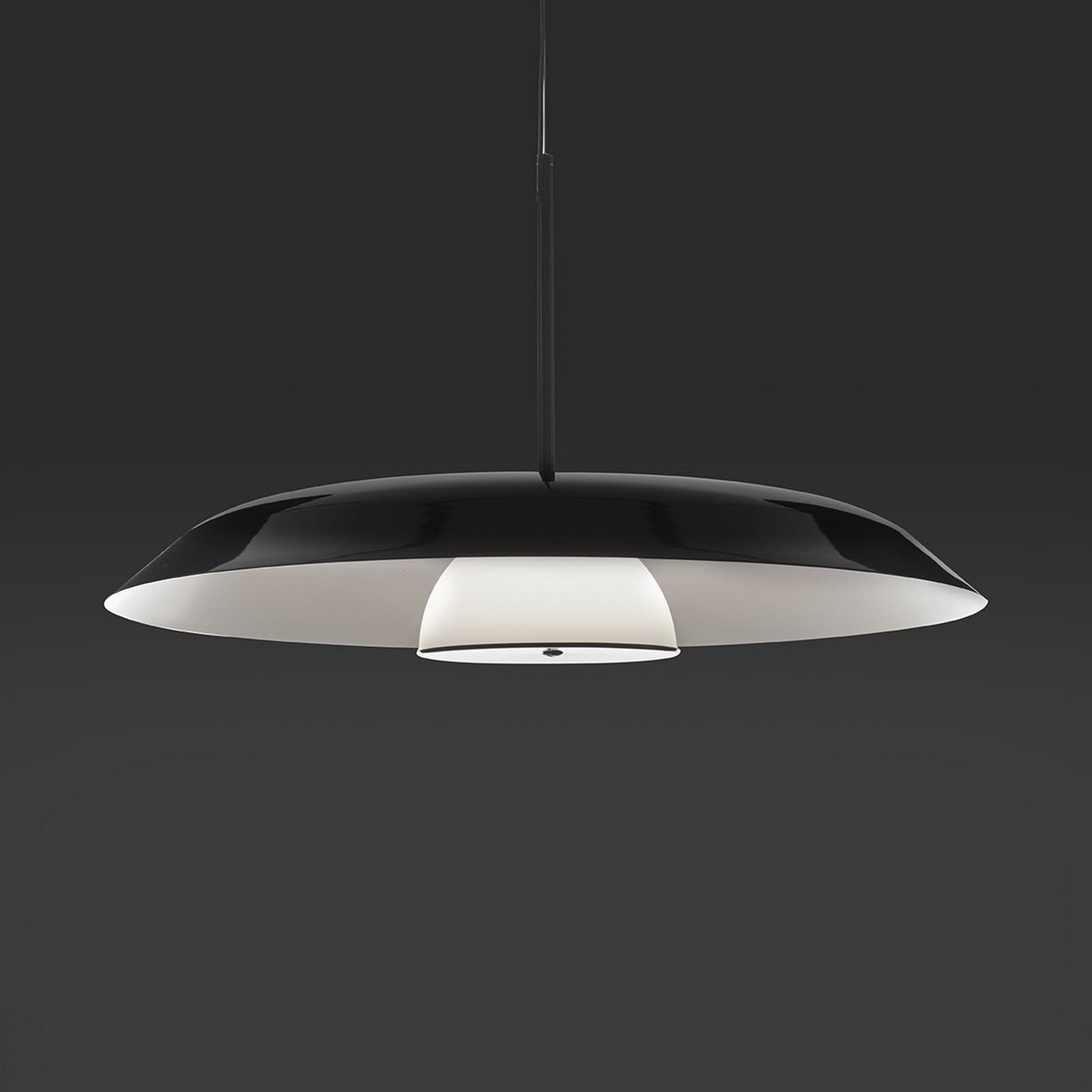 Oluce Żyrandol LED Iride Ø 85 cm czarny metal szkło