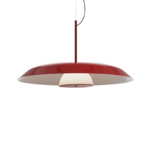 Oluce Żyrandol LED Iride Ø 85 cm czerwony metal szkło
