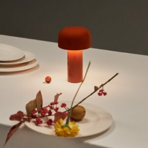 Lampa stołowa FLOS LED z akumulatorem Bellhop czerwona 21 cm ściemniana IP54