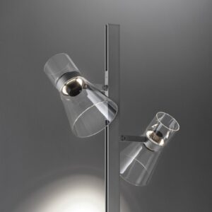 Lampa stojąca LED Flos Nocturne F2 Cone srebrna 2-punktowa 206 cm