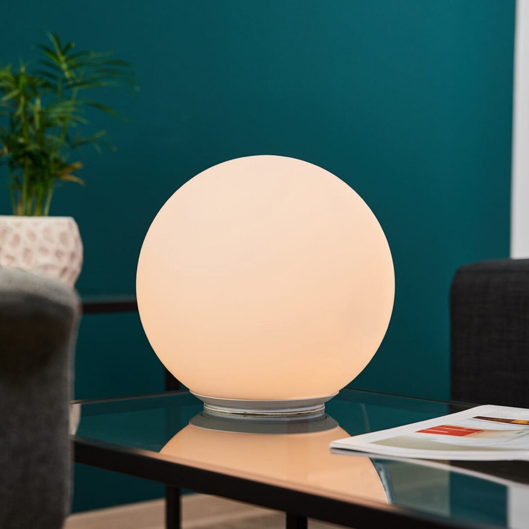 Okrągła szklana lampa stołowa Dioscuri 25 cm