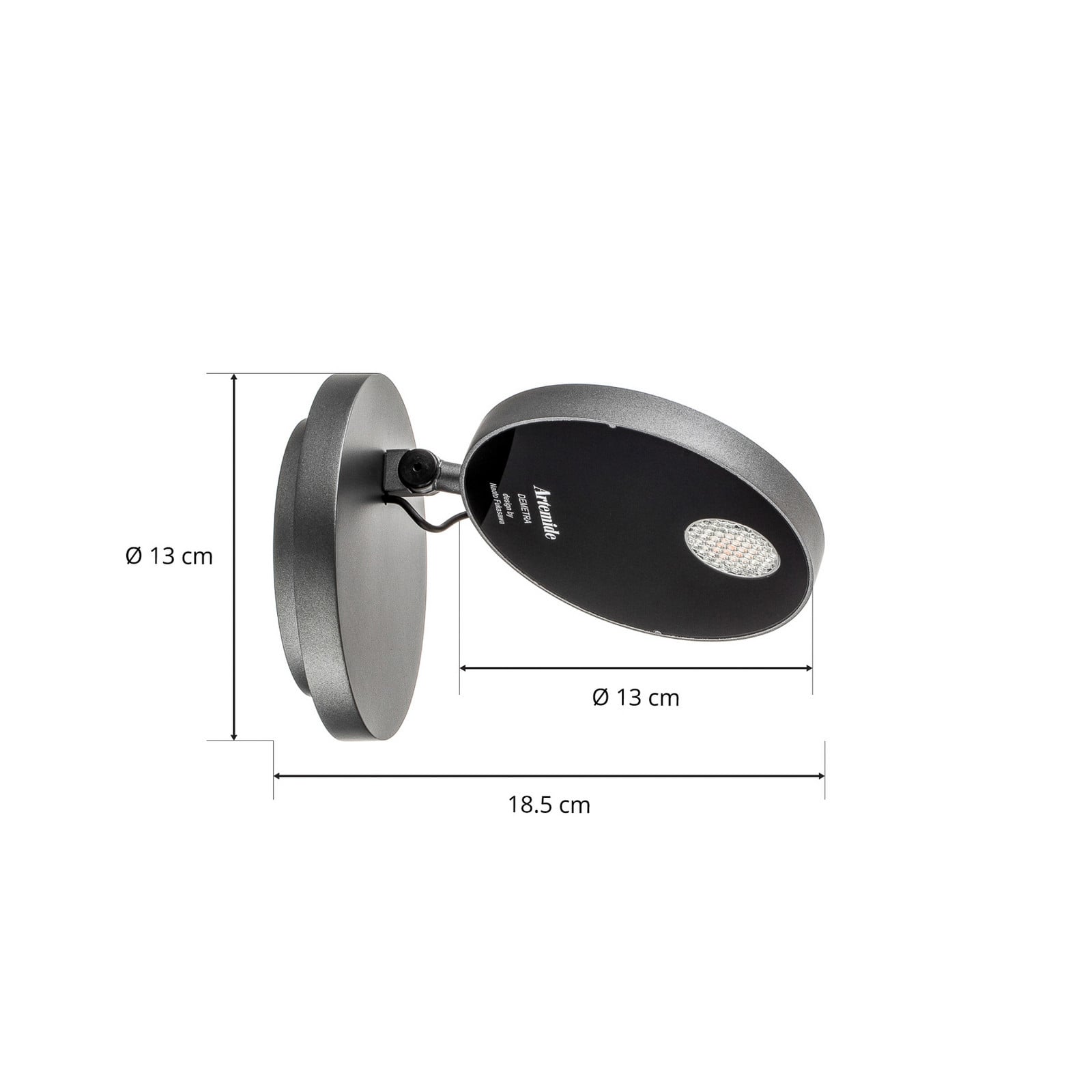 Lampa Ścienna Artemide Demetra Kinkiet LED ściemnialny 2700K szary