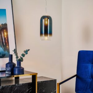 Lampa Artemide Gople Mini wisząca niebieska/srebrna