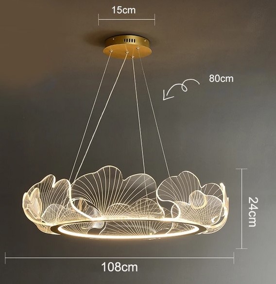 Nowoczesna Lampa Wisząca Ring Lotus Żyrandol Złoty - obrazek 19