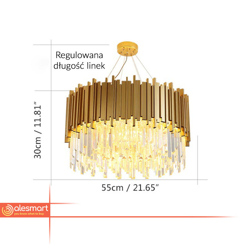 Nowoczesna Kryształowa Lampa Wisząca Gladius Żyrandol Glamour Złoty - obrazek 3