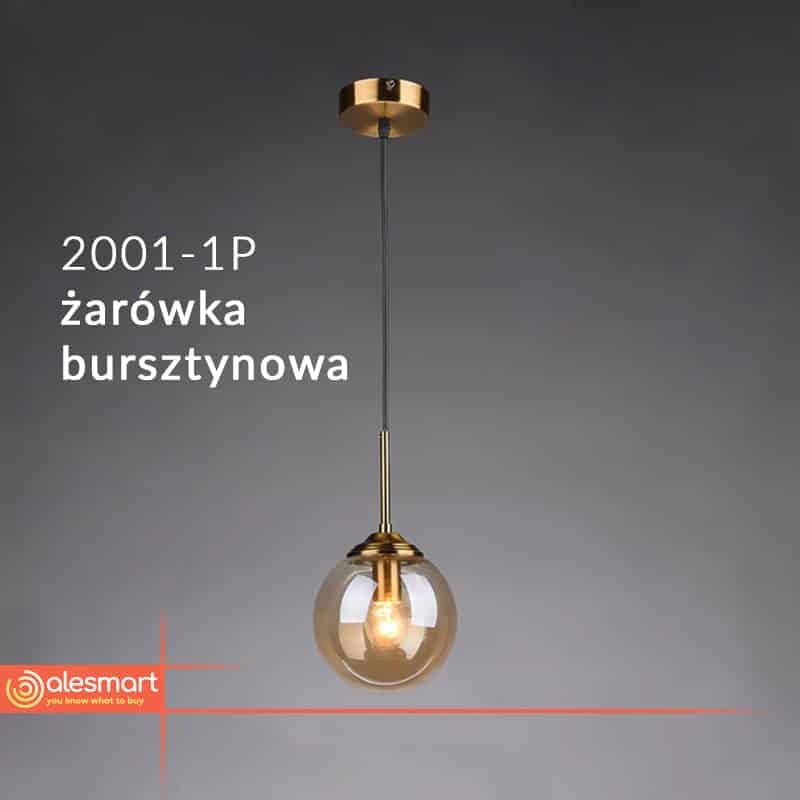 Nowoczesna lampa wisząca szklana kula złoty pierścień - obrazek 9
