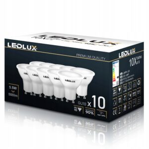 Żarówka LED GU10 5,5W 4000K neutralna LEDLUX 10 sztuk