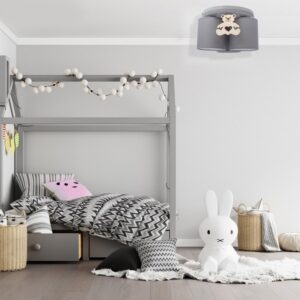 Lampa Sufitowa Miś Do Pokoju Dziecięcego Szara