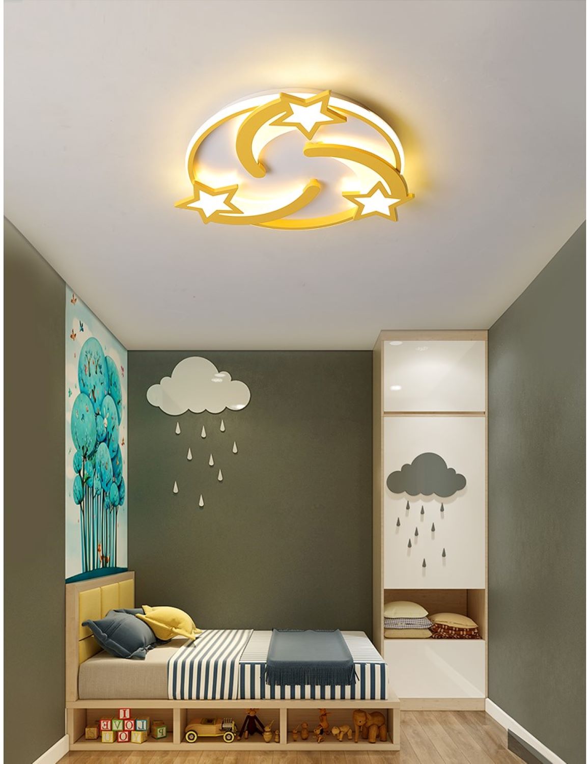 Lampa Sufitowa Spadające Gwiazdy Do Pokoju Dziecięcego LED Złota - obrazek 4