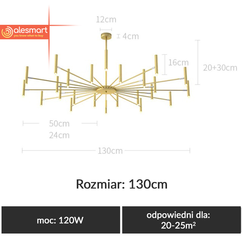 Nowoczesna Lampa Sufitowa Modernism Żyrandol Nordycki 130 cm - obrazek 6