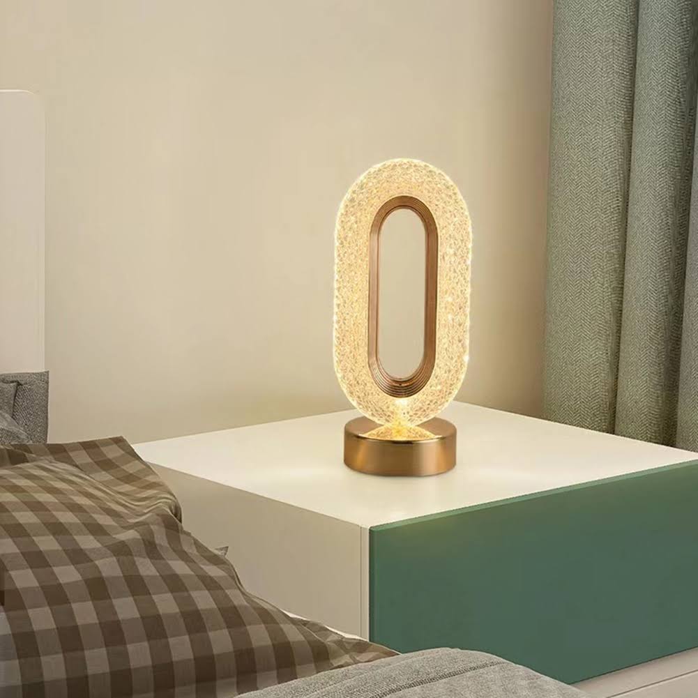 Lampa Stołowa Nocna Glamour Crystal LED USB Złoty - obrazek 9