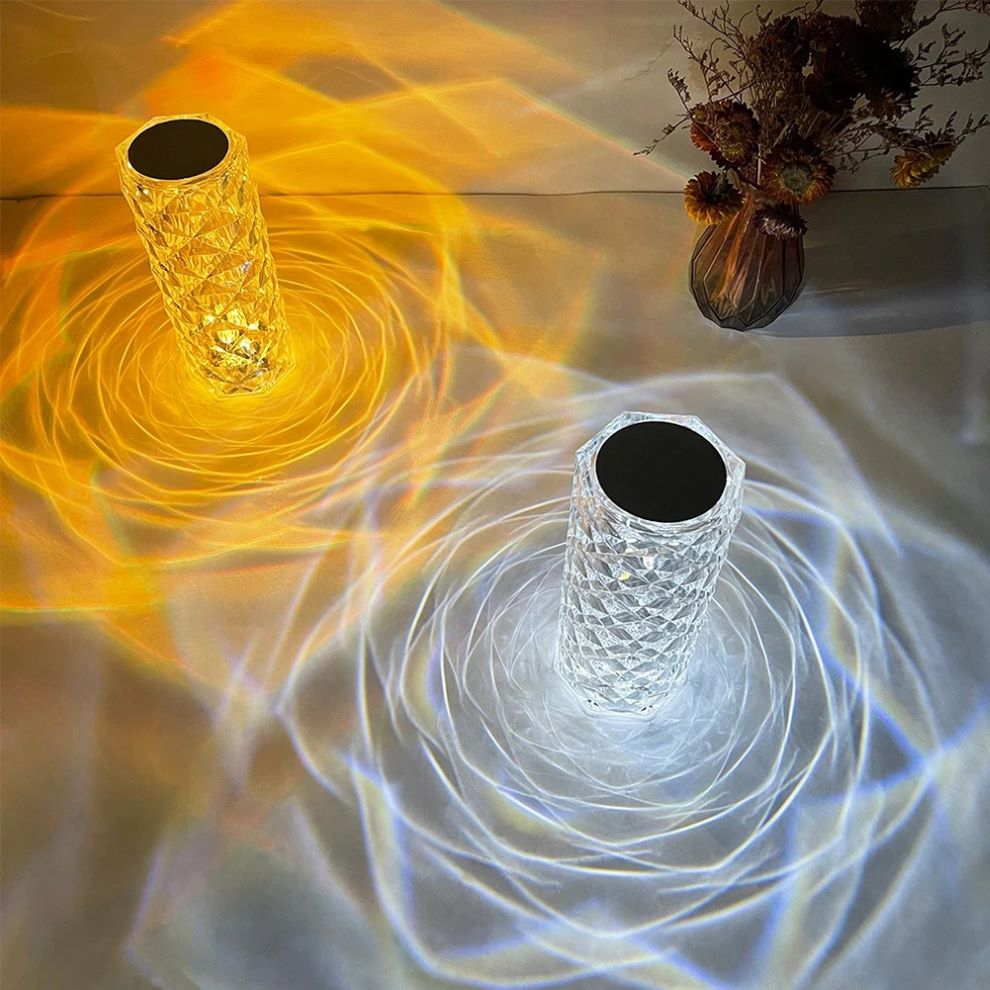 Lampa Stołowa Nocna Glamour Róża LED USB - obrazek 4