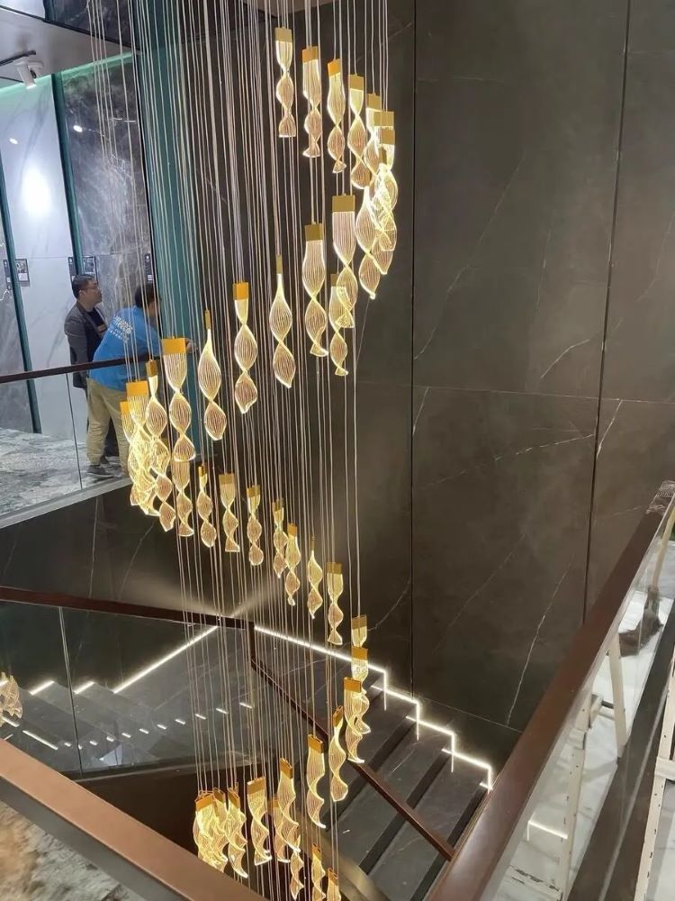 Nowoczesna Lampa Wisząca Precel Żyrandol Złoty LED - obrazek 6