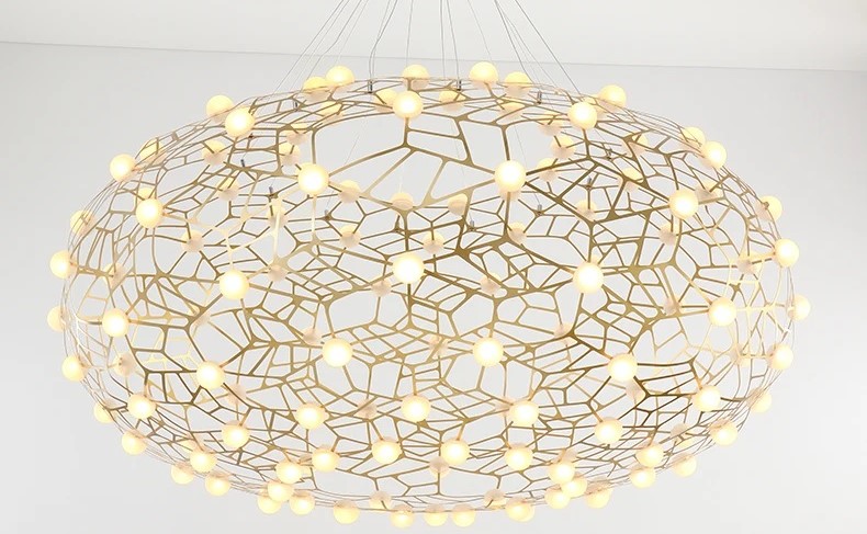 Nowoczesna Lampa Wisząca Mesh Chendelier Żyrandol Złoty - obrazek 9