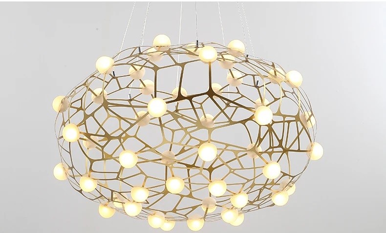 Nowoczesna Lampa Wisząca Mesh Chendelier Żyrandol Złoty - obrazek 10