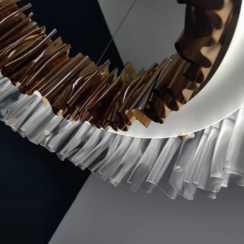 Nowoczesna Lampa Wisząca Accordeon Żyrandol Złoty Srebrny - obrazek 11