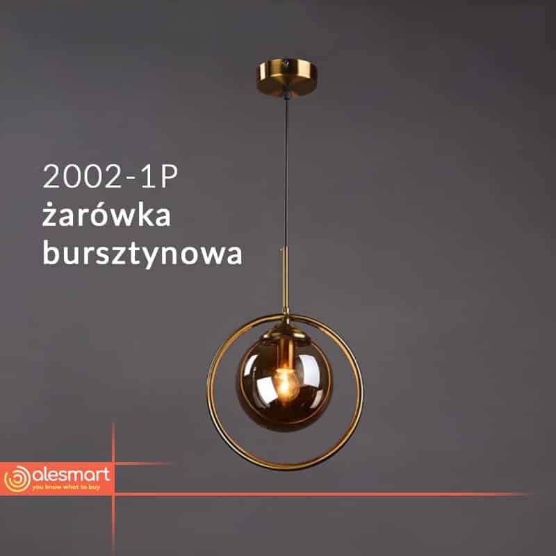 Nowoczesna lampa wisząca szklana kula złoty pierścień - obrazek 10