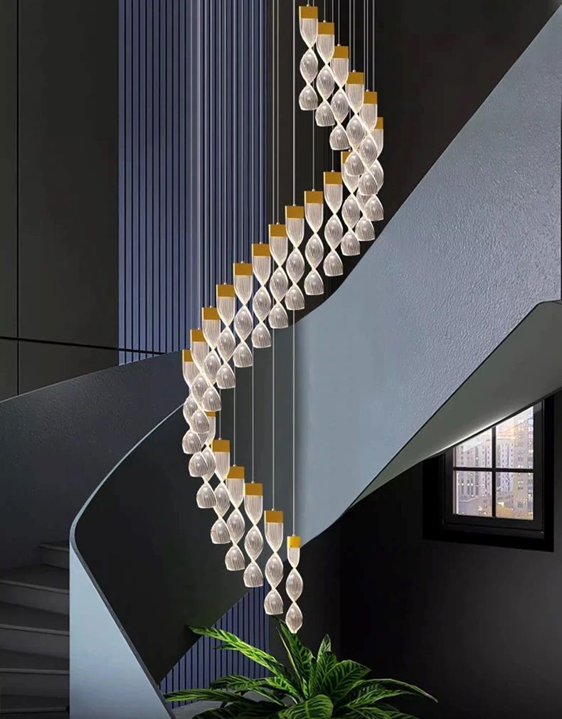 Nowoczesna Lampa Wisząca Precel Żyrandol Złoty LED - obrazek 4