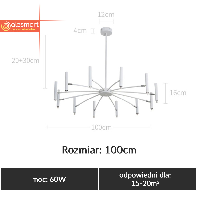 Nowoczesna Lampa Sufitowa Modernism Żyrandol Nordycki 100 cm - obrazek 7
