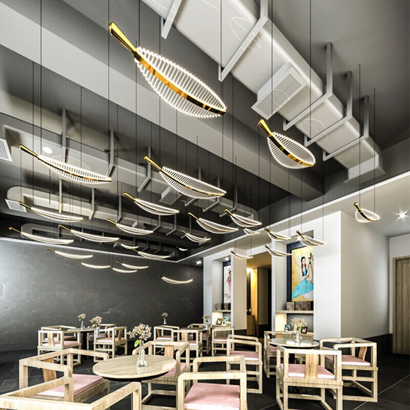 Nowoczesna Lampa Wisząca Leaf Żyrandol Złoty - obrazek 10