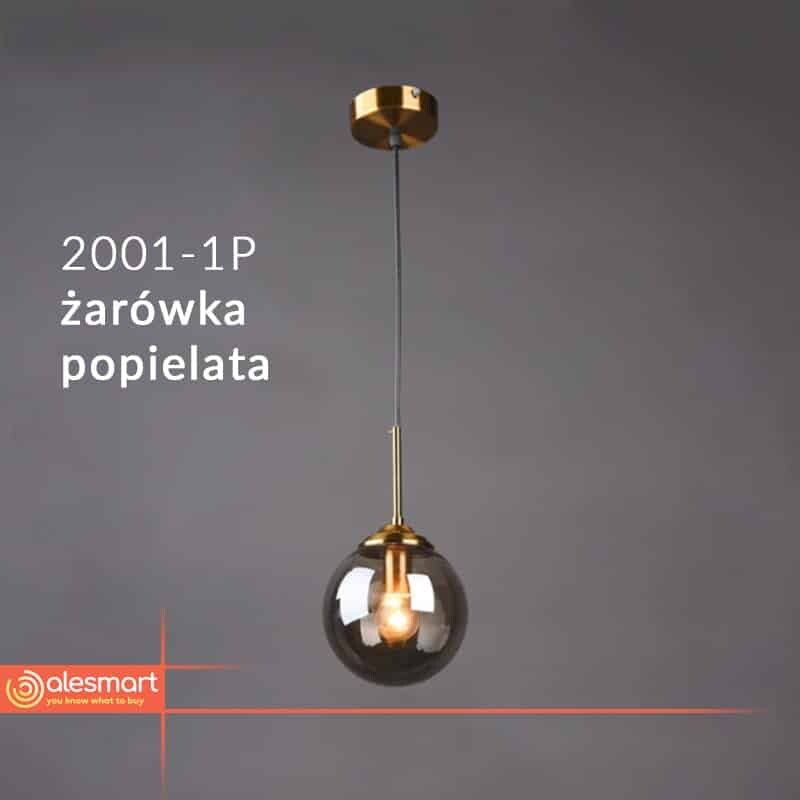 Nowoczesna lampa wisząca szklana kula złoty pierścień - obrazek 11