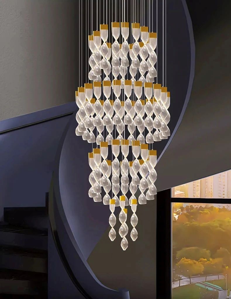 Nowoczesna Lampa Wisząca Precel Żyrandol Złoty LED - obrazek 5