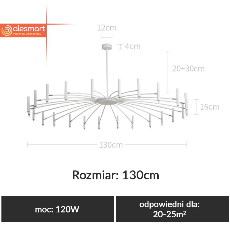 Nowoczesna Lampa Sufitowa Modernism Żyrandol Nordycki 130 cm - obrazek 8