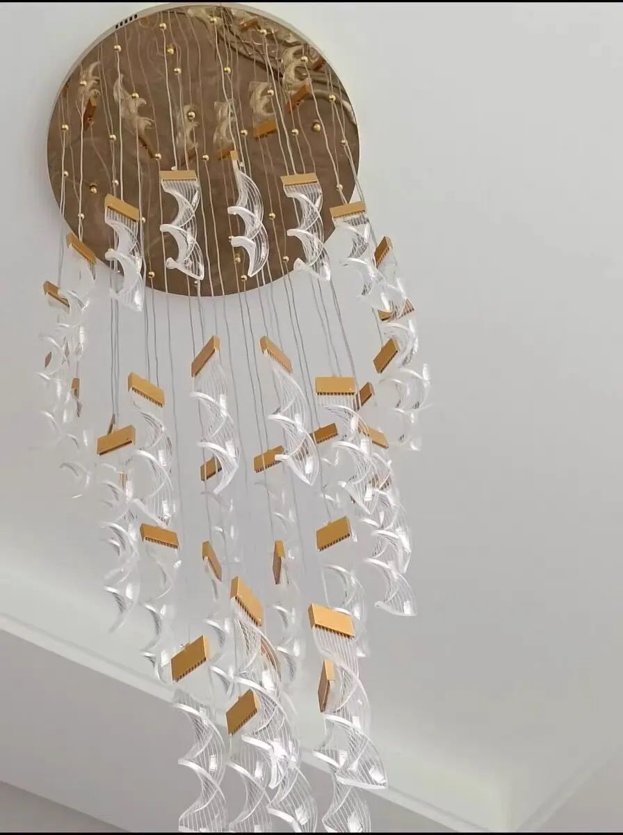 Nowoczesna Lampa Wisząca Precel Żyrandol Złoty LED - obrazek 9