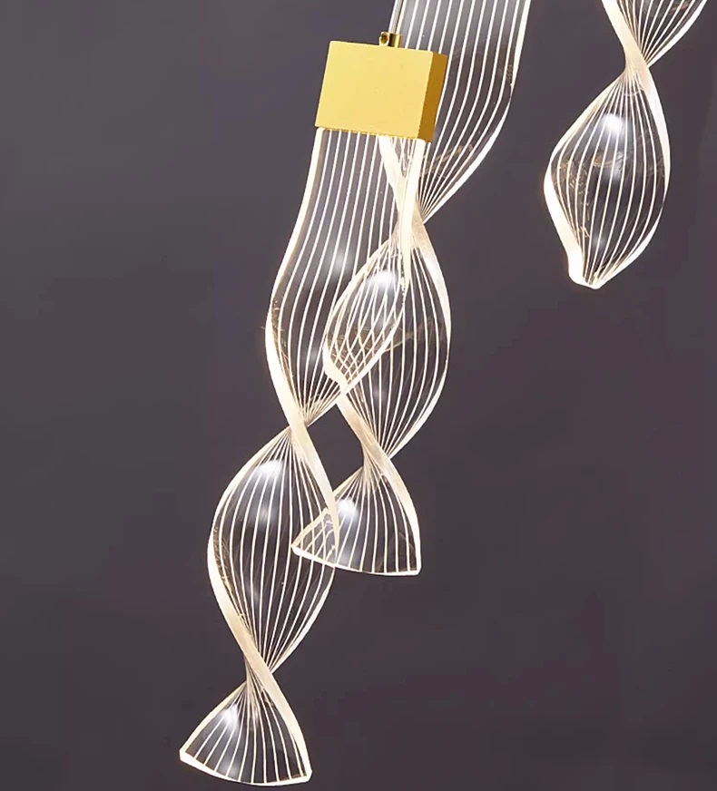 Nowoczesna Lampa Wisząca Precel Żyrandol Złoty LED - obrazek 11