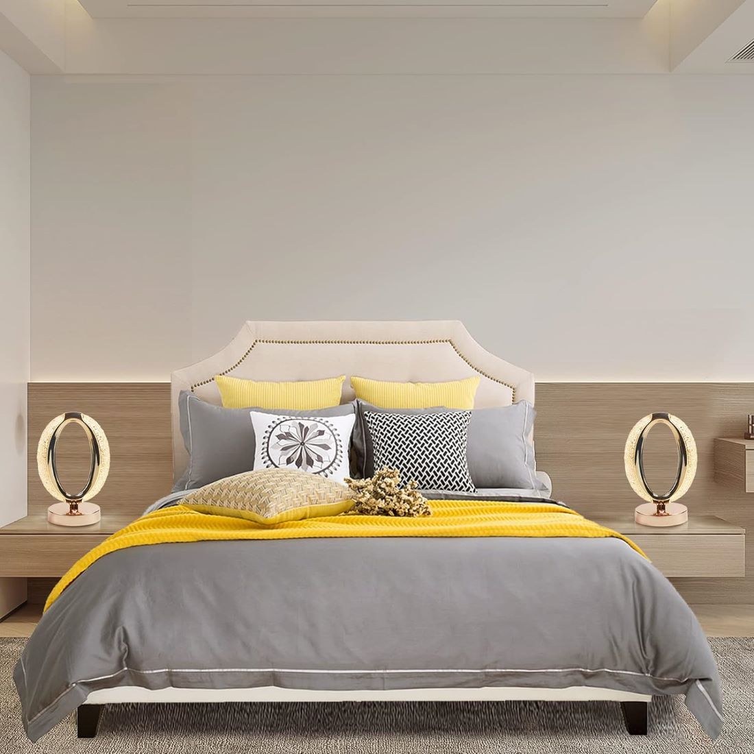 Lampa Stołowa Nocna Glamour Crystal LED USB Złoty - obrazek 3