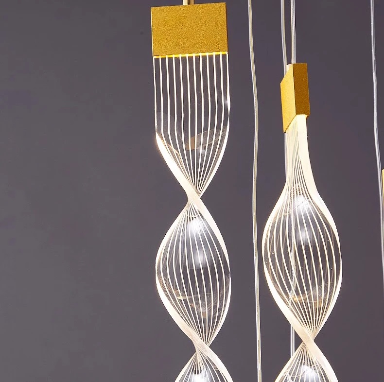 Nowoczesna Lampa Wisząca Precel Żyrandol Złoty LED - obrazek 12