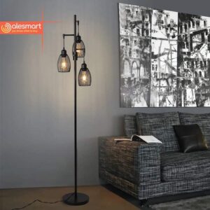 Metalowa Lampa Podłogowa Pazzo Vintage Czarna Loft