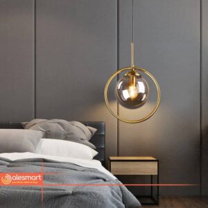 Nowoczesna lampa wisząca szklana kula złoty pierścień