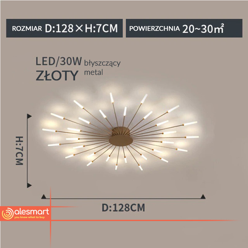 Fajerwerkowy Led Plafon 12-42 Gałęzi Lampa sufitowa - obrazek 15