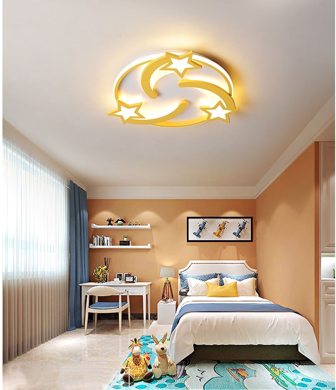 Lampa Sufitowa Spadające Gwiazdy Do Pokoju Dziecięcego LED Złota