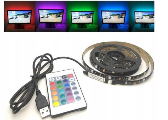 TASMA-LED-RGB-USB-BLUETOOTH-1M-PODSWIETLENIE-TV-5V-Marka-China
